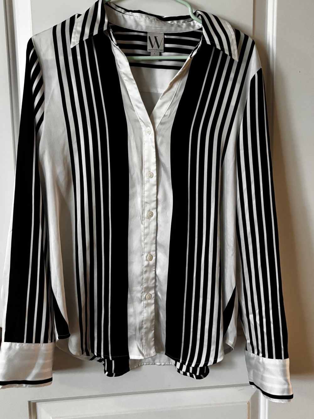Worthington Black and White Striped Men’s Dress Shirt